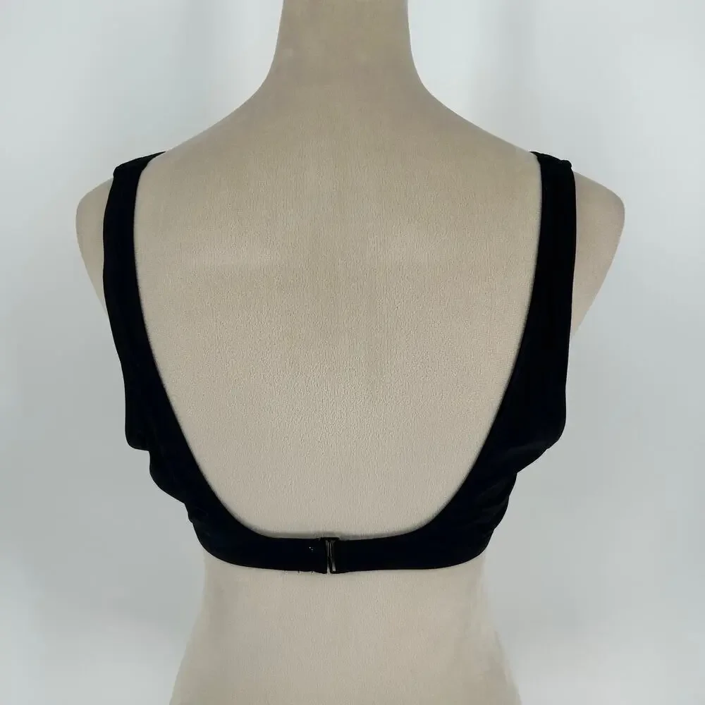 NWT Aerie Voop Plunge Bikini Top Women's True Black Beach Swim Surf Size XL - Picture 4 of 5